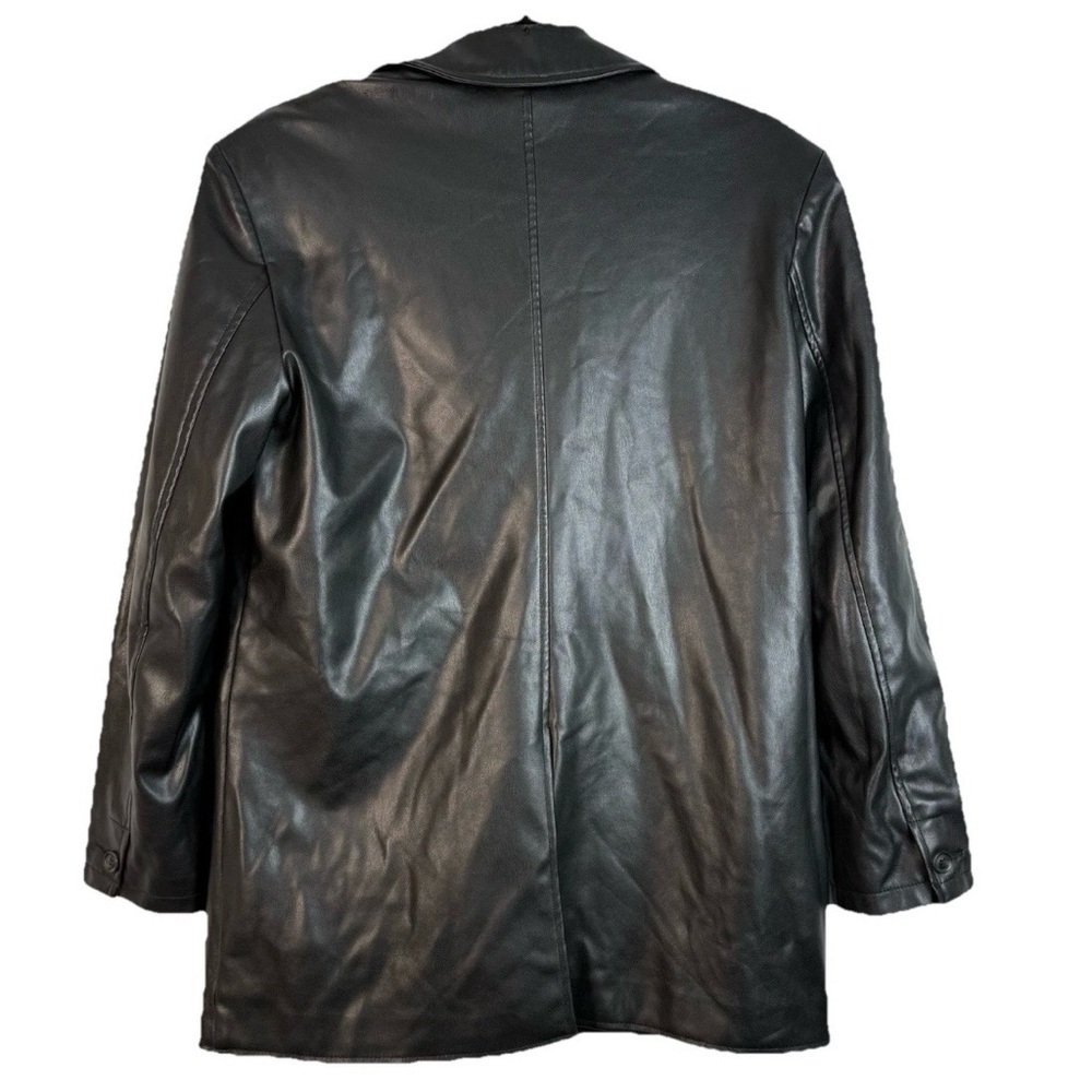 Vero Moda Faux Leather Blazer in Black 2 Button Slit Pockets Size XS NWT-flawed - Picture 2 of 4